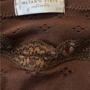 Altar'd State Chocolate Brown Lace-Trim Tank Top